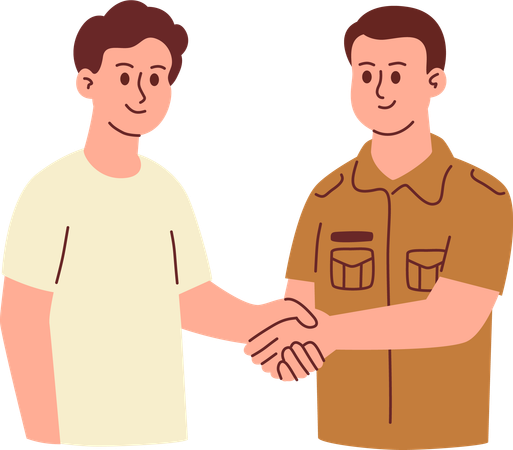 Civil Servant Shaking Hands  Illustration