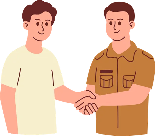 Civil Servant Shaking Hands  Illustration