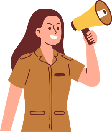 Civil Servant Shout on Megaphone  Illustration