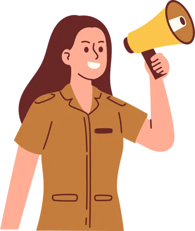 Civil Servant Shout on Megaphone  Illustration