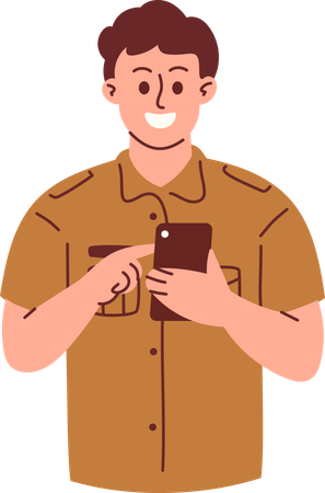 Civil Servant Using Phone  Illustration