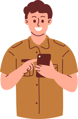 Civil Servant Using Phone  Illustration