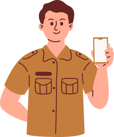 Civil Servant Using Phone  Illustration