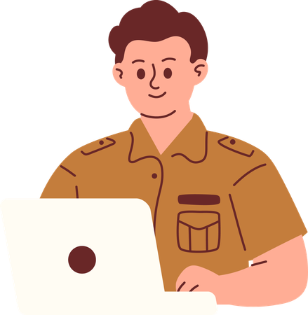 Civil Servant Working on Laptop  Illustration