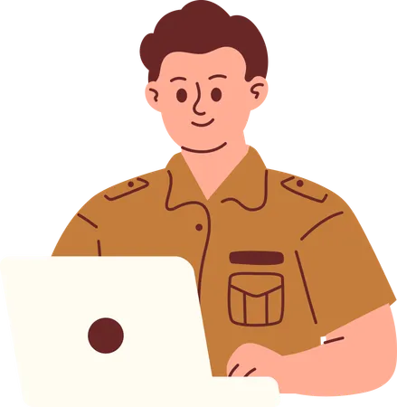 Civil Servant Working on Laptop  Illustration