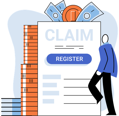 Claim form man filling out checklist write personal information into document for data registration  Illustration