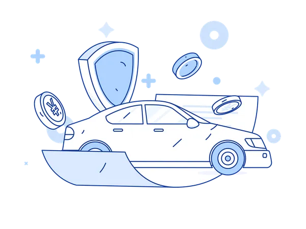 Claiming car insurance after damage  Illustration