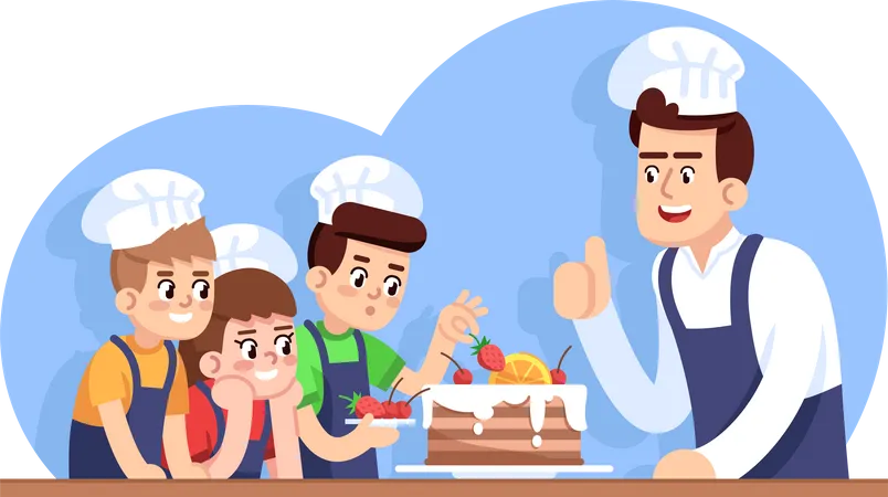 Clase de cocina para niños  Ilustración