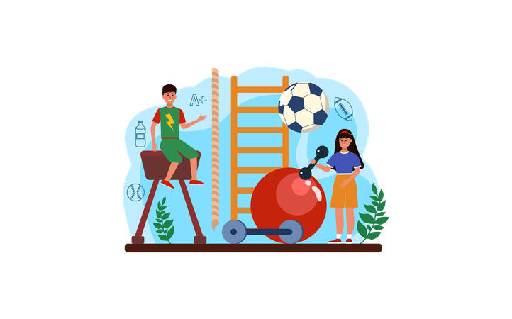 Clase de educación física  Ilustración