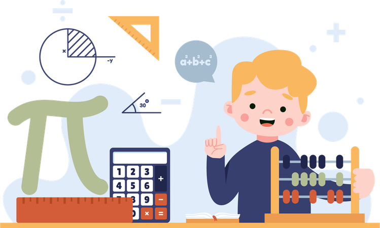 Clase de estudio de matemáticas  Ilustración