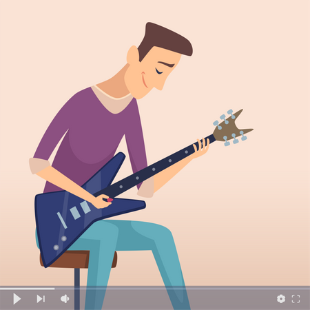 Clase de guitarra en línea  Ilustración