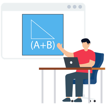 Clase de matemáticas digitales en línea  Ilustración