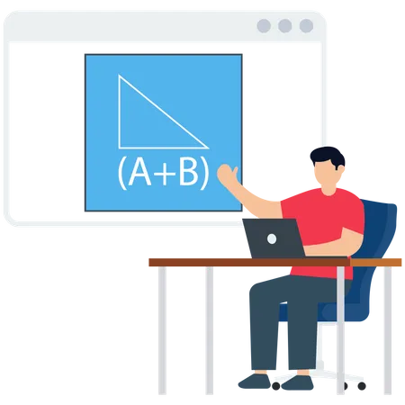 Clase de matemáticas digitales en línea  Ilustración