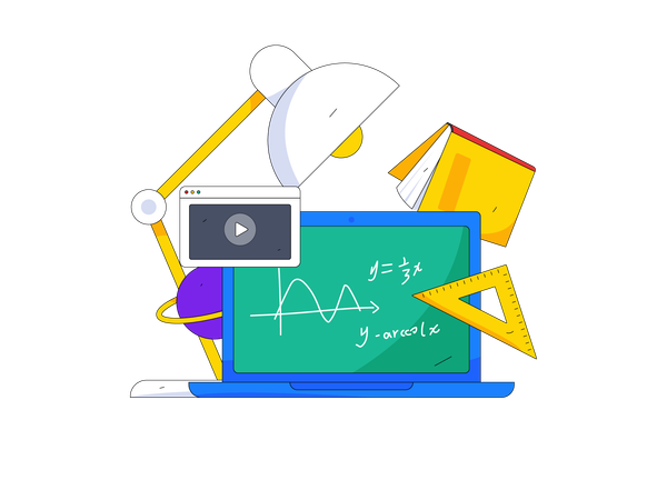 Clase de matemáticas en línea  Ilustración