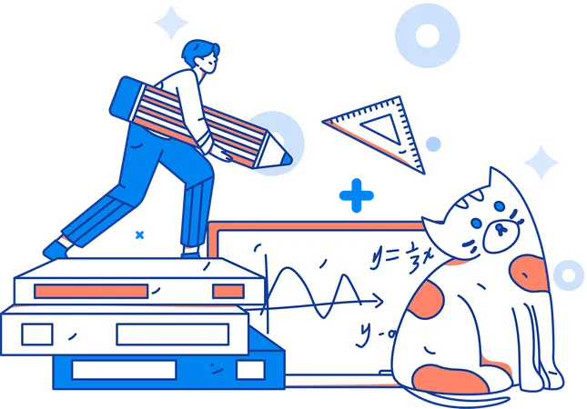 Clase de matemáticas en línea  Ilustración