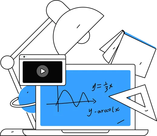 Clase de matemáticas en línea  Ilustración