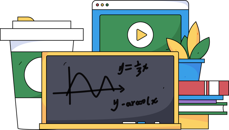 Clase de matemáticas en línea  Ilustración