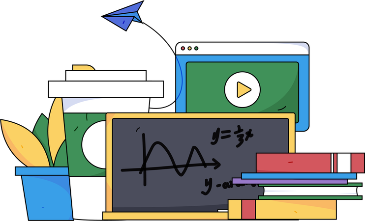 Clase de matematicas en linea  Ilustración