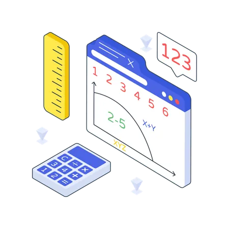 Clase de matemáticas en línea  Ilustración