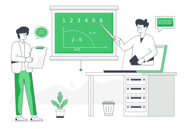 Clase de matemáticas en línea  Ilustración