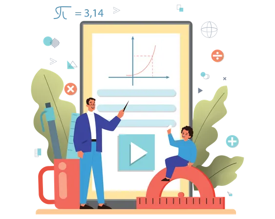 Clase de matemáticas en línea  Ilustración