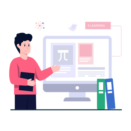 Clase de matemáticas en línea  Ilustración