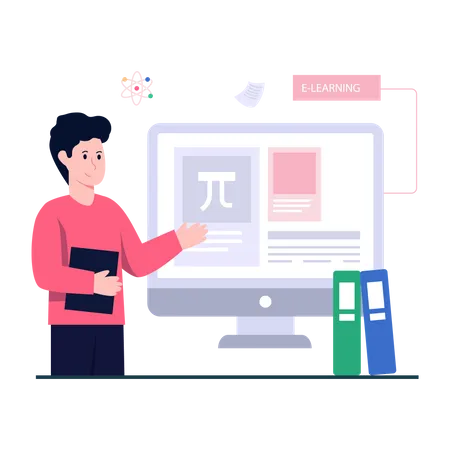 Clase de matemáticas en línea  Ilustración