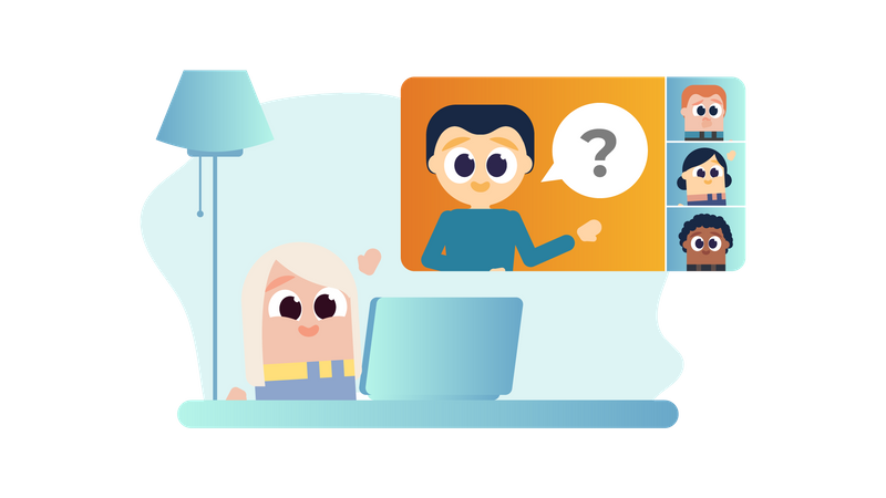 Clase online en cuarentena  Ilustración