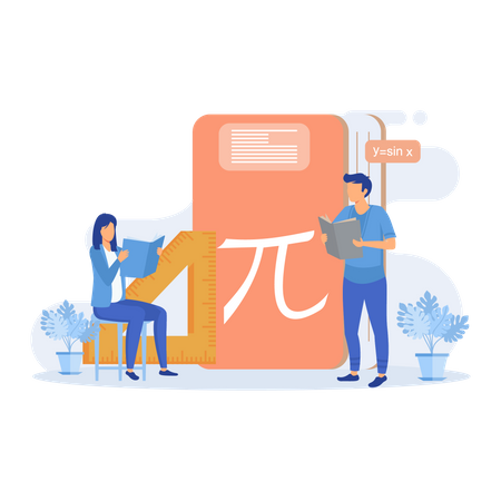 Clases escolares aprendiendo matemáticas.  Ilustración