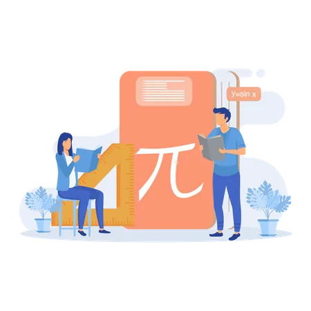 Clases escolares aprendiendo matemáticas.  Ilustración