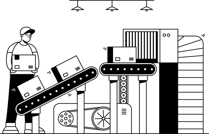 Clasificación de mercancías con máquina  Ilustración