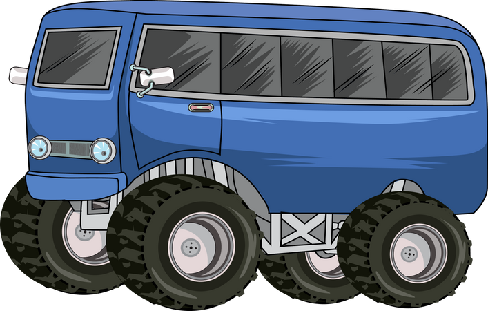 Classic bus monster car Illustration