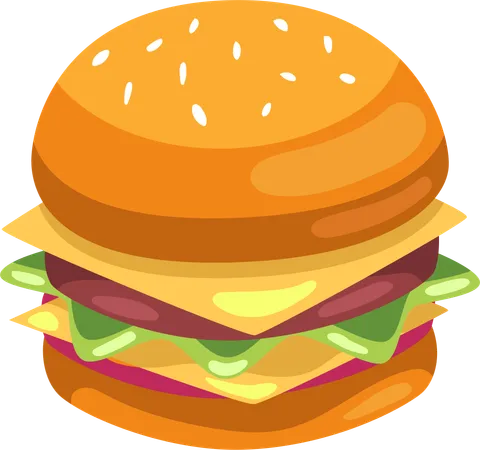 Featuring A Classic Cheeseburger With Layers Of Beef Cheese Lettuce And Tomato This Illustration Is A Tribute To Fast Food Culture Illustration