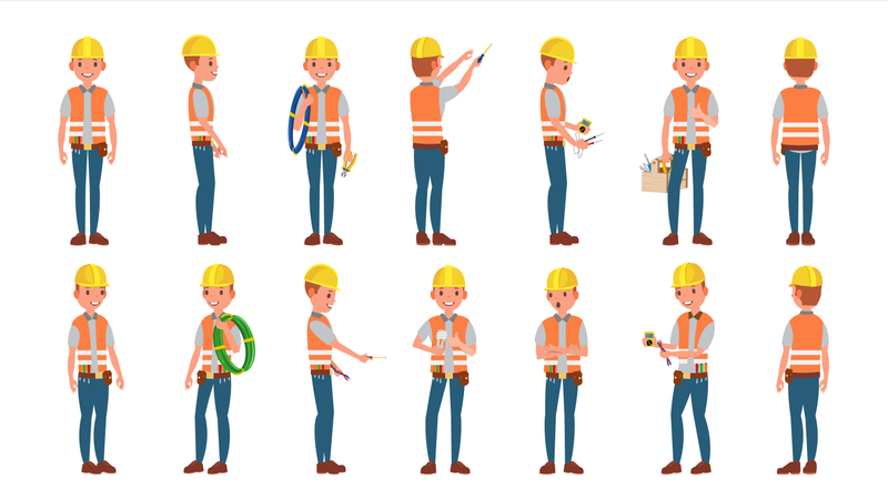 Classic Electrician Vector  Illustration