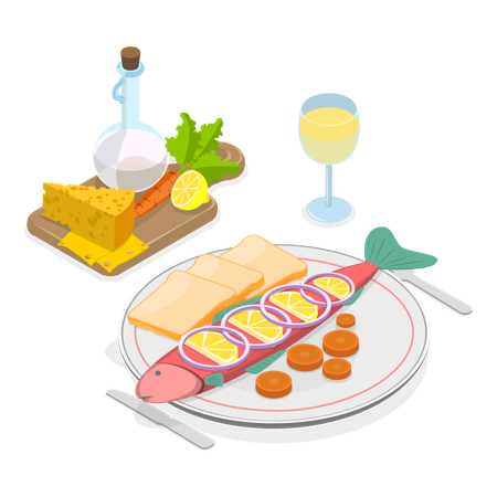 Classic european cuisine  Illustration