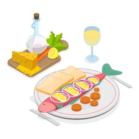 Classic european cuisine  Illustration