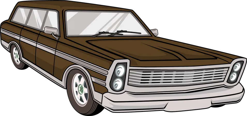 Classic Retro Car  Illustration