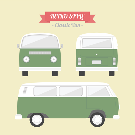 Classic Van In Retro Style  Illustration