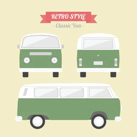 Classic Van In Retro Style  Illustration