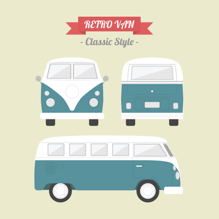 Classic Van In Retro Style  Illustration