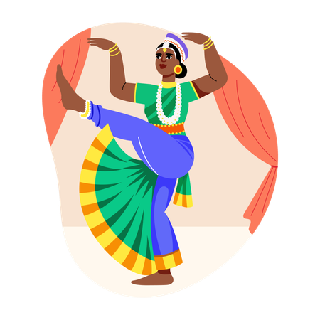 Classical dance performed by girl  Illustration