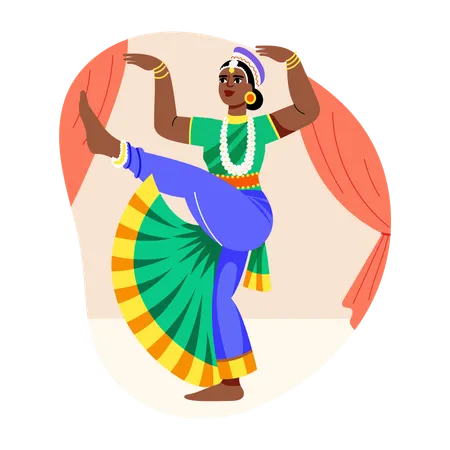 Classical dance performed by girl  Illustration