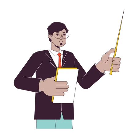 Classroom adult teacher holding pointer stick  Illustration