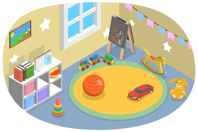 Classroom of Nursery School  Illustration