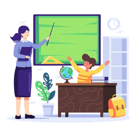 Classroom with kids  Illustration