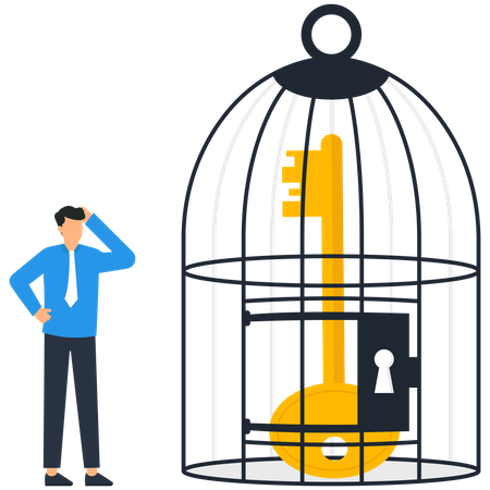 Clé du succès dans la cage  Illustration