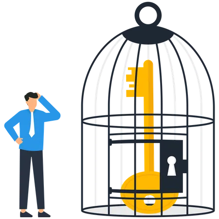 Clé du succès dans la cage  Illustration