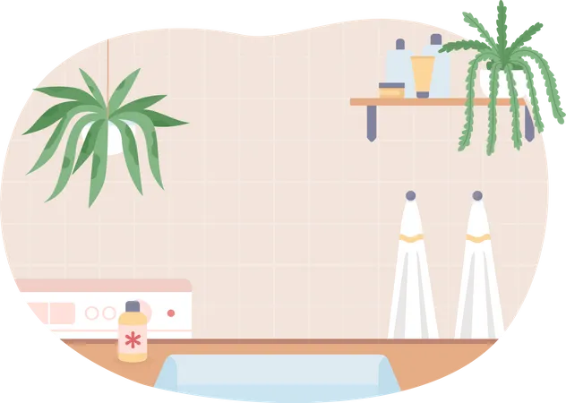 Clean bathroom with houseplants Illustration
