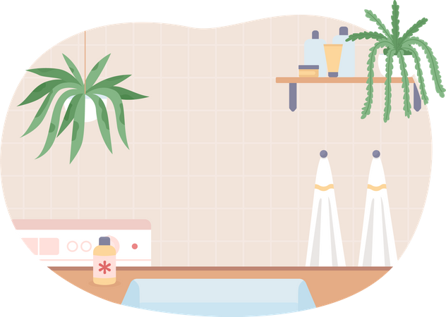 Clean bathroom with houseplants  일러스트레이션