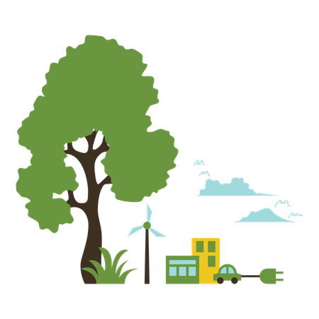 Clean environment with renewable energy  Illustration